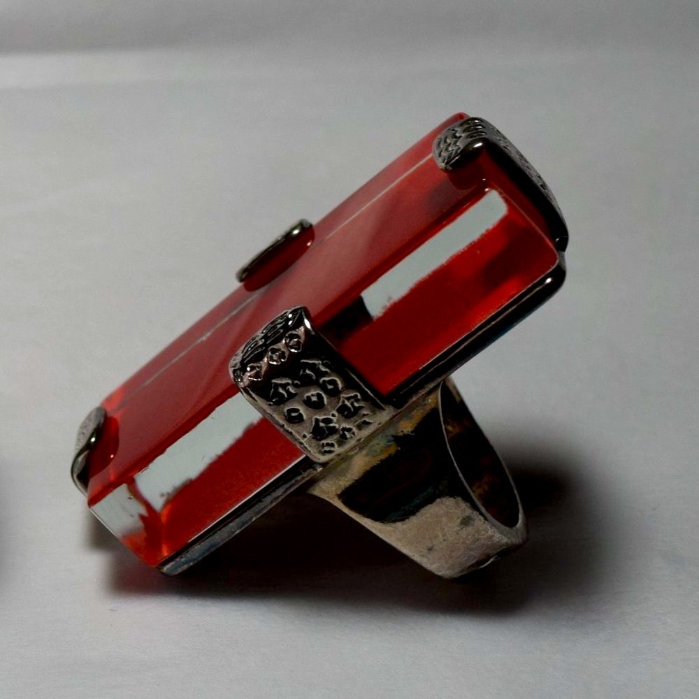 Huge Large Red METAL POINTUS Statement Ring Rare Size 7 - Picture 6 of 13